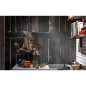 Carrelage effet plancher en chene peint en noir, sol et mur, restaurant, 15x120cm rectifié, santablend noir