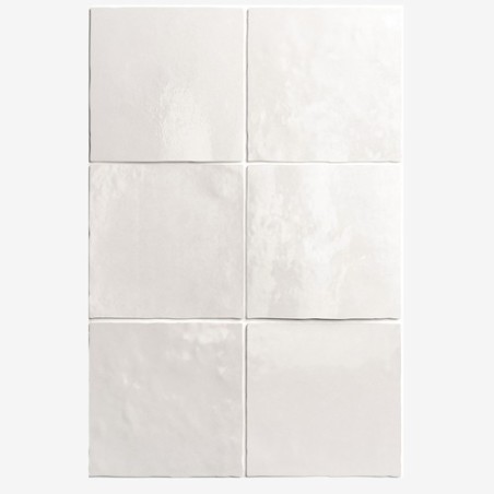 Carrelage Effet Zellige eqxart blanc brillant,mur, carré 13.2x13.2x0.9cm dans la salle de bains 24454