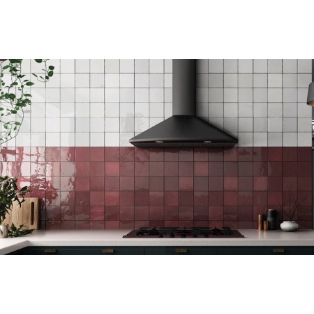 Carrelage salle de bain cuisine Effet Zellige A rouge brillant 13.2x13.2cm