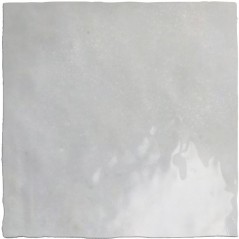 Carrelage Effet Zellige A gris brillant 13.2x13.2cm dans la salle de bains