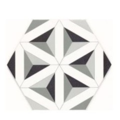 Carrelage hexagone tomette grand format décor noir et blanc realmalmoe 28.5x33cm