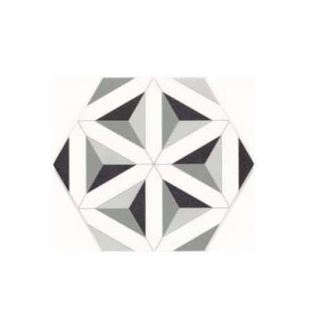 Carrelage hexagone tomette grand format décor noir et blanc realmalmoe 28.5x33cm