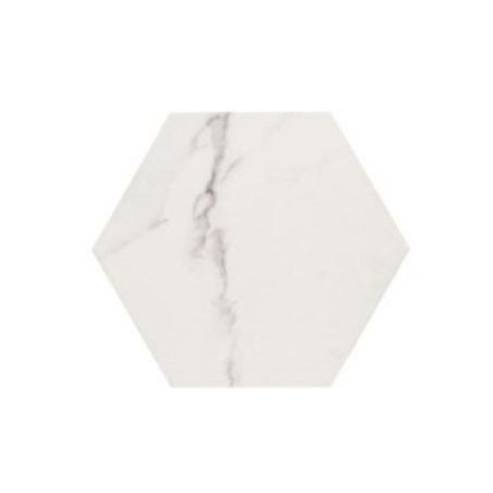 Carrelage hexagone tomette imitation marbre satiné blanc veiné de gris 28.5x33cm, salle de bain realzairecarrara