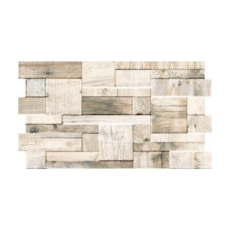 Carrelage imitation parement en bois de palette, salle de bain mur 31x56cm, realpallet white