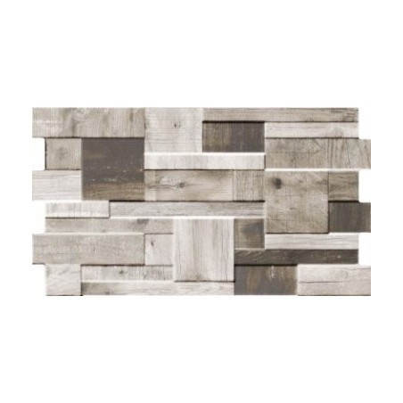 Carrelage imitation parement en bois de palette, mur façade, 31x56cm,  realpallet gris