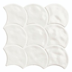 Carrelage écaille de poisson  realscale gloss blanc brillant 30.7x30.7cm