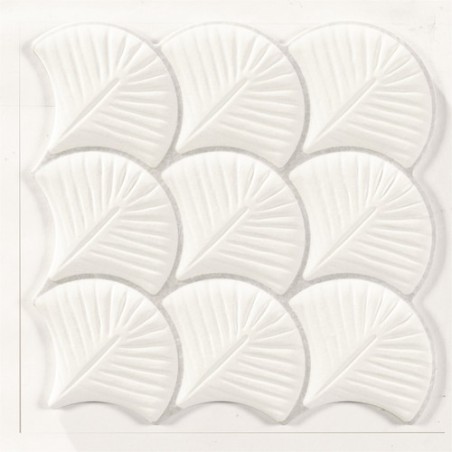 Carrelage relief écaille de poisson  realscale shell blanc mat 30.7x30.7cm