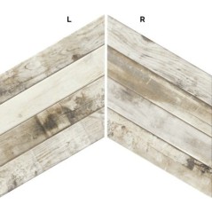 Carrelage chevron imitation bois de palette blanchi realdpallet blanc mat gauche 70x40cm