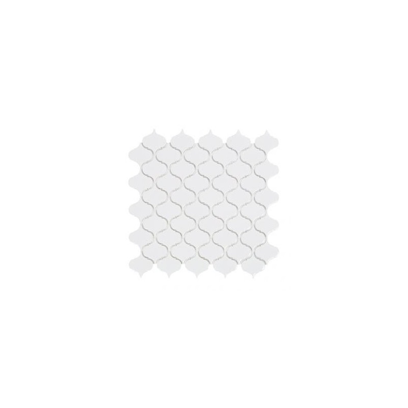 mosaique d'arabesque mural Dif blanc brillant  sur trame 30.5x30.5x0.6cm