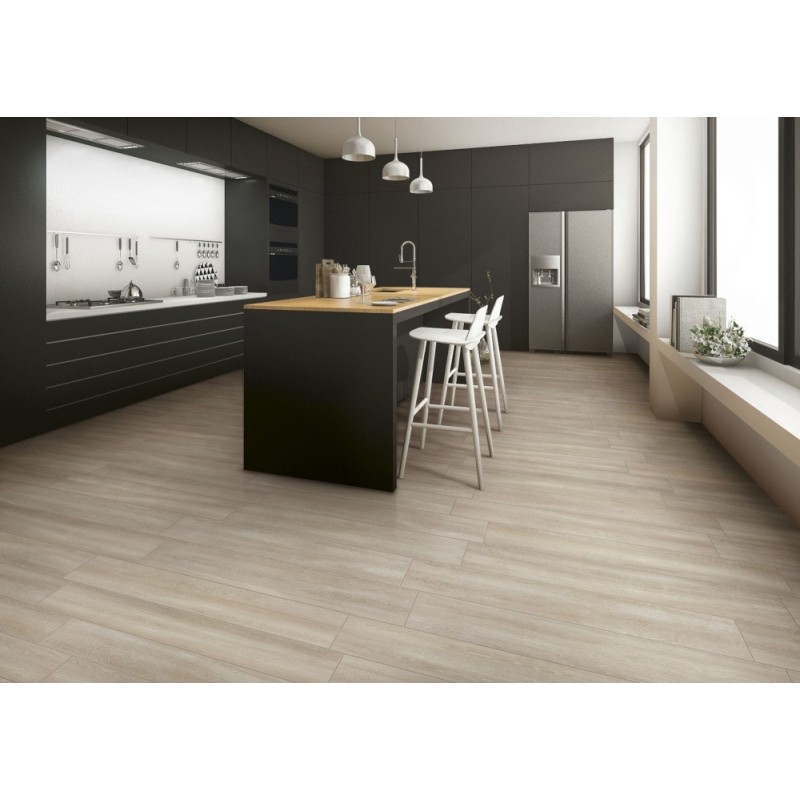 Carrelage effet plancher en bois de chêne cérusé 20x120cm rectifié, sol et mur, progcarinzia beige