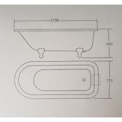 Baignoire impwaldorf bath 1700X610X775mm