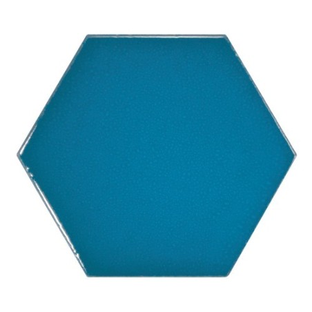 Faience salle de bain hexagone Eqxscale 23836 bleu électrique brillant 12.4x10.7cm