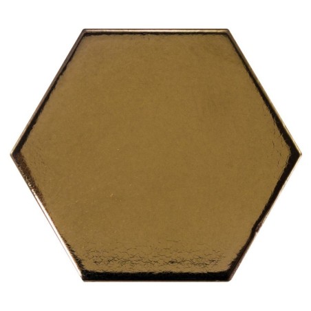 Faience hexagone Equipscale métal doré brillant 12.4x10.7cm