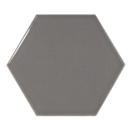 Faience hexagone Equipscale gris foncé brillant 12.4x10.7cm