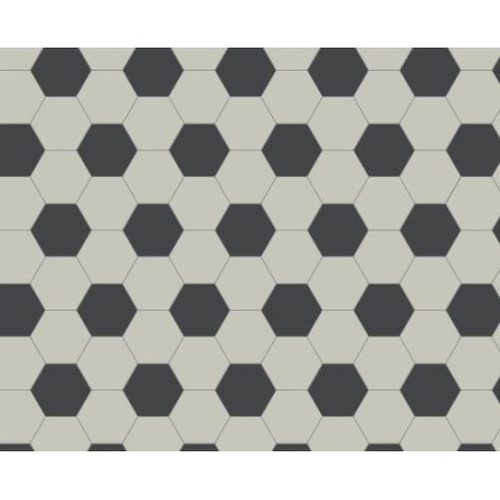 Mosaique en grès cérame fin vitrifié W hexagonal damier blanc et noir grès cérame vitrifié 5x5cm en plaque de 29.5x28.1cm