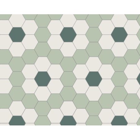 Mosaique en grès cérame fin vitrifié W hexagonal décor fleur verte grès cérame vitrifié 5x5cm en plaque de 29.5x28.1cm