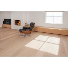 Parquet chêne verni clair contrecollé, plancher en bois salon moderne largeur 190 mm layork  pure