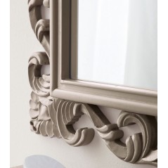 Meuble de salle de bain frêne laqué taupe mat de style ancien, un miroir et une colonne comp AC22