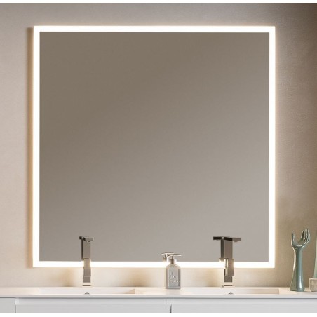 Miroir lumineux salle de bain, contemporain, carré, 120x120x3cm avec led frontal 4 cotés comp enter 4053