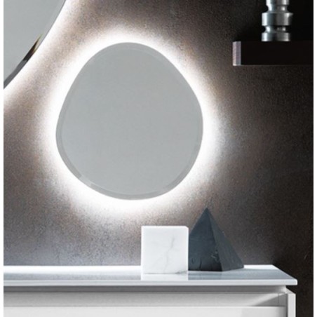 Miroir salle bain, contemporain, ovale, lumineux 38x40x2.6cm , compo rock2 4142