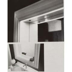 Miroir salle de bain, rétro, cadre bois laqué blanc mat avec éclairage compx marlene.