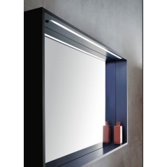 Miroir salle de bain, contemporain, cadre laqué blanc mat, avec éclairage compx forma