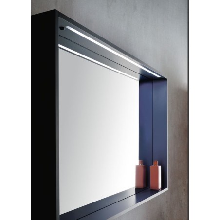 Miroir salle de bain, contemporain, cadre laqué blanc mat, avec éclairage compx forma
