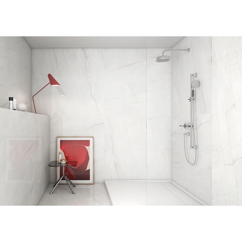 Carrelage poli brillant imitation marbre blanc veiné salle de bain 60x60cm rectifié,  géoxswing blanc