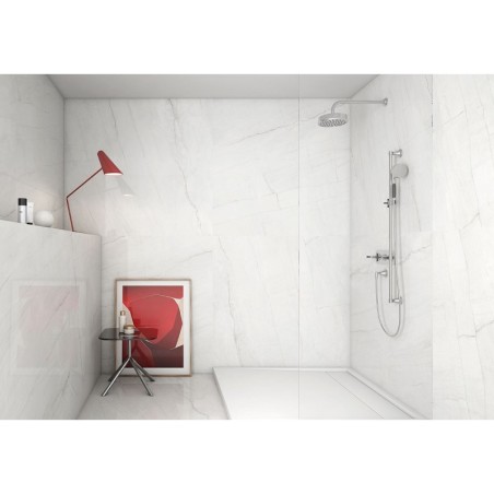 Carrelage poli brillant imitation marbre blanc veiné salle de bain 60x60cm rectifié,  géoswing blanc