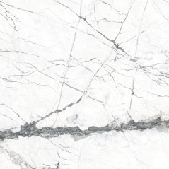 Carrelage poli brillant imitation marbre blanc veiné de noir 60x60cm rectifié, bureau géoxkairos blanc