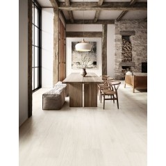 Carrelage imitation parquet contemporain sans noeud blanc design, grande longueur 30x180cm rectifié,  santapwood blanc