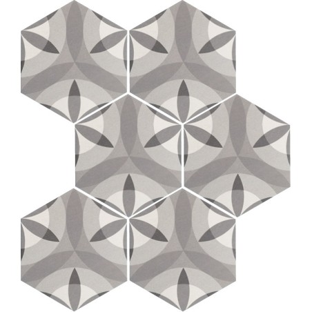 Carrelage hexagone Eqx hexatile nature b&w 17.5x20cm