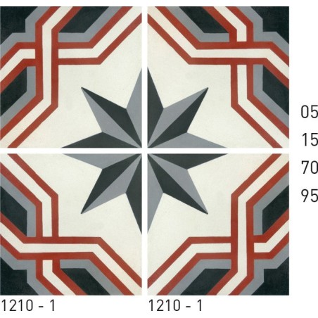 Carreau ciment véritable décor étoile 1210-1  20x20cm