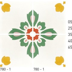 Carreau ciment véritable décor fleur 780-1  20x20cm