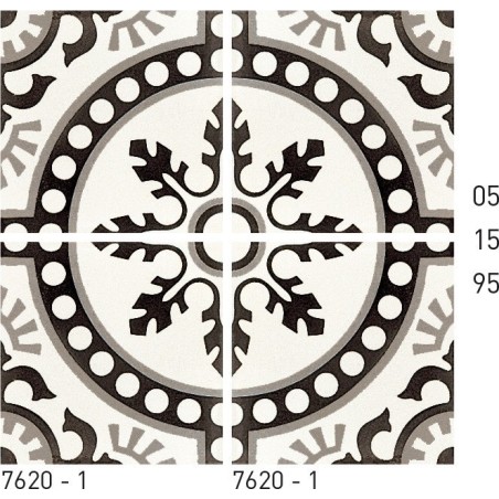 Carreau ciment véritable décor arabesque 7620-2  20x20cm
