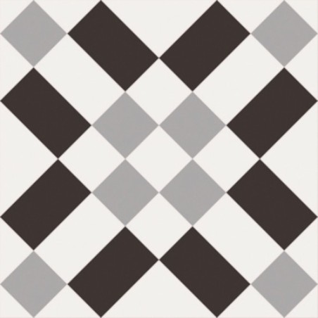 Carrelage patchwork 02 noir et blanc imitation carreau ciment moderne 20x20X1 cm rectifié R10 santa