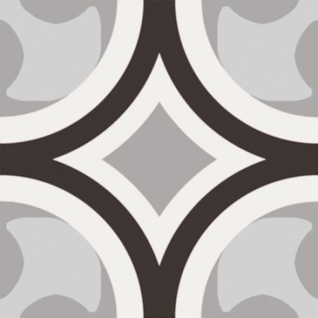 Carrelage patchwork 01 noir et blanc imitation carreau ciment moderne 20x20X1cm rectifié, R10 santa