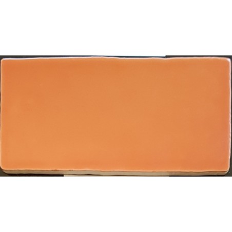 Carrelage imitation zellige DT handmade orange brillant 7.5x15cm