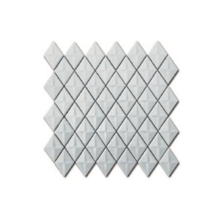 Mosaique losange D gemme blanc brillant sur trame 28.3x28.3x0.5cm