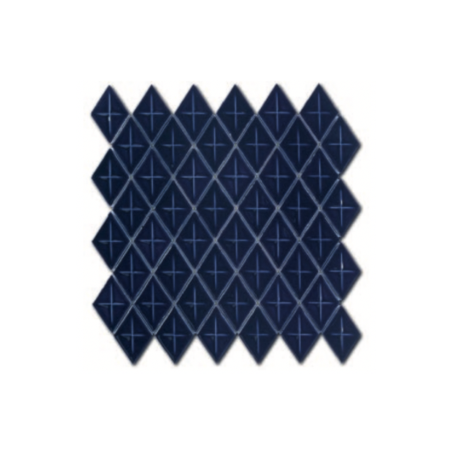 Mosaique losange gemme D bleu de sevres brillant sur trame 28.3x28.3x0.5cm