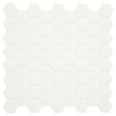 Mosaique hexagonale salle de bain cuisine sol et mur blanc mat 4.3x3.8cm sur trame 31.6x31.6cm terx hexamat lemon sorbet
