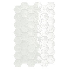 Carrelage hexagone blanc brillant faience murale salle de bain cuisine 17.3x15x0.9cm terralemon