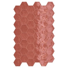Carrelage hexagone rouge brillant faience murale salle de bain cuisine 17.3x15cm terracherry