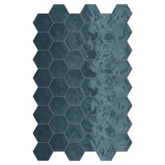 Carrelage hexagone bleu brillant faience murale crédence cuisine salle de bain 17.3x15cm terraocean