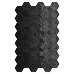 Carrelage hexagone noir brillant faience murale salle de bain crédence de cuisine 17.3x15cm terx hexawall black