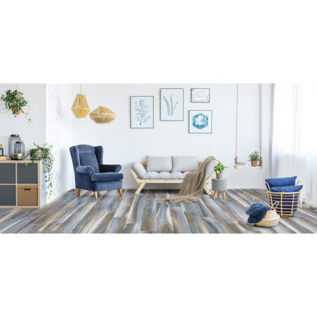 Carrelage salon, effet parquet bleu moderne mat, sol et mur, 20x120cm,  savamazonia bleu