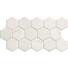 Carrelage hexagone 26.5x51cm imitation marbre blanc mat realhex calata