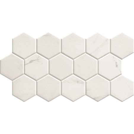 Carrelage hexagone 26.5x51cm imitation marbre blanc mat realhex calata