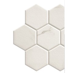 Carrelage hexagone 26.5x51cm imitation marbre blanc realhex calata