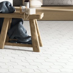 Carrelage hexagone 26.5x51cm imitation marbre blanc realhex calata